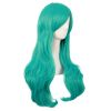 28 Inch/70cm Women Side Bangs Long Curly Hair Cosplay Wig (Teal Green)