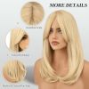Blonde Wigs with Bangs for Women, Synthetic Natural Looking Long Layered Straight Blonde Hair Wig for Daily Party Use 18 inch