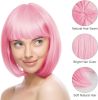 Aomig Pink/B Short Bob Wig for Women, 3 PCS, Synthetic Straight Wig, Heat Resistant, Modern Style, Perfect for Cosplay, Parties & Everyday Use