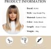 Ombre Blonde Wigs for Women Medium Length Long Straight Wig with Bangs Synthetic Hair Heat Resistant Wigs for Everyday Party Cosplay Wear