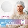 Surgical Bouffant Caps Disposable 24 Inch. 1000 Pack White Polypropylene Disposable Hair Covers Medical. Breathable Disposable Caps Medical with Elast