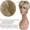 Creamily Short Blonde Wigs for Women Pixie Cut Wigs with Bangs Natural Straight Layered Synthetic Hair Short Wig for Women Daily Cosplay Party Hallowe