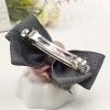 Artificial Rose Flower Cloth Hair Pin Handmade Bowknot Hair Barrettes; Navy