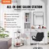 VEVOR Salon Workstation, Wall-Mounted Unit for Hair Professionals, Spa Styling Storage Solution, Includes 1 Cabinet, 3 Shelves