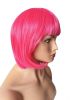 Women Short 11.81''/30cm Hot Pink Bob Straight Multifunction Synthetic Hair Cosplay Wig, Flat Bangs Bob Wig (Hot Pink)