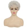Short Gray White Wigs for Women Synthetic Layered Curly Natural Looking Costume Hair Wig