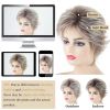 Layered Short Blonde Pixie Wigs for White Women Dark Brown Ombre Blonde Pixie Cut Wig with Bangs Synthetic Natural Looking Daily Party Wig