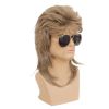 Mens Mullet Wig Light Brown Retro 70s 80s Disco Rocker Curly Punk Fancy Party Halloween Cosplay Costume Wigs (Light Brown)