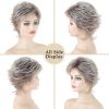 Layered Short Blonde Pixie Wigs for White Women Dark Brown Ombre Blonde Pixie Cut Wig with Bangs Synthetic Natural Looking Daily Party Wig