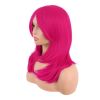 20 Inch/50 cm Long Layered With Bangs Straight Synthetic fiber Shoulder Length Hair Party Wig (Hot Pink)