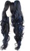 Multi-color Lolita Long Curly Clip on Ponytails Cosplay Wig (Black/Blue)