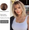 Ombre blonde Wigs for Women with Bangs Short straight Bob Natural Curly Synthetic Hair Heat Resistant Wigs for Daily Party Cosplay Wear