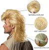Blonde Mullet Wig For Men, Men's Long Curly Wig, 70s Fancy Dress Wigs For Men, Men's Rocker Wig for Adult