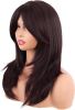 20 Inch/50 cm Long Layered With Bangs Straight Synthetic fiber Shoulder Length Hair for Daily Use or Party Wig (Dark Brown)