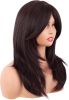 20 Inch/50 cm Long Layered With Bangs Straight Synthetic fiber Shoulder Length Hair for Daily Use or Party Wig (Dark Brown)