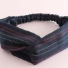 Navy Blue Criss Cross Stripe Hairband Sweet Wide Headband Hair Ribbon Headwear