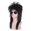 Unisex Long Black 70s 80s Mullet Cher Glam Rock-Rocker Cosplay Wigs for Women and Men's Halloween, Themed Costume Party