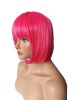 Women Short 11.81''/30cm Hot Pink Bob Straight Multifunction Synthetic Hair Cosplay Wig, Flat Bangs Bob Wig (Hot Pink)