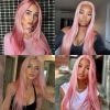 BERRYLION Long Straight Wig for Women - Synthetic Wigs for Black Women, 28inch (Pink)