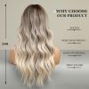 Esmee Long Wavy Ombre Brown to Blonde Wigs for Women Synthetic Hair Heat Resistant Ombre Wig for Daily Party Cosplay Use-24Inches