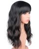 Black Wavy Wig With Brown Highlights For Women - Medium Long Synthetic Wig With Bangs For Daily Use (Black With Brown Highlights)