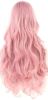 IMISSU 80cm Long Curly Natural Hair Cosplay Wig with Bangs Colorful Halloween Costume Party Wigs for Women (Pink)