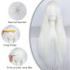 Wig Cap+32 In/ 80 cm Long White Wig White Cosplay Wigs, Straight Whitish Synthetic Wig with Bangs for Anime Cosplay