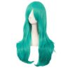 28 Inch/70cm Women Side Bangs Long Curly Hair Cosplay Wig (Teal Green)