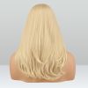 Blonde Wigs with Bangs for Women, Synthetic Natural Looking Long Layered Straight Blonde Hair Wig for Daily Party Use 18 inch
