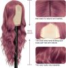 28 Inch/70 Cm Pink Long Wavy Curly Wigs For Women Middle Part With No Bangs Synthetic Fiber Curly Charming Women Fashion Wig For Daily Wear Cosplay Ma
