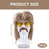 Brown 80s Mens Wig, Retro Pop Rock Curly Mullet Wigs for Men