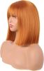 12 Inch/30 cm Straight Bob Flat Bangs Short Colorful Synthetic Hair Cosplay Party Wig (Orange)