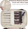 Makeup Bag, Travel Make Up Organizer Cosmetic Brush Bags Case for Women in Vegan Leather, Milky White, Patent Pending