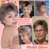 Pixie Cut Wig for White Women â€“ Short Curly Dark Brown Ombre Blonde Wig with Bangs, Glueless Synthetic Wig with New Cap Design