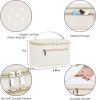 Makeup Bag, Travel Make Up Organizer Cosmetic Brush Bags Case for Women in Vegan Leather, Milky White, Patent Pending