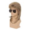 Mens Mullet Wig Light Brown Retro 70s 80s Disco Rocker Curly Punk Fancy Party Halloween Cosplay Costume Wigs (Light Brown)