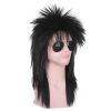 Unisex Long Black 70s 80s Mullet Cher Glam Rock-Rocker Cosplay Wigs for Women and Men's Halloween, Themed Costume Party