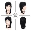 Mullet Wigs for Men Joe Dirt Emo Wig 80s Costumes Fancy Party Accessory Cosplay Wig Halloween Man x (Black)