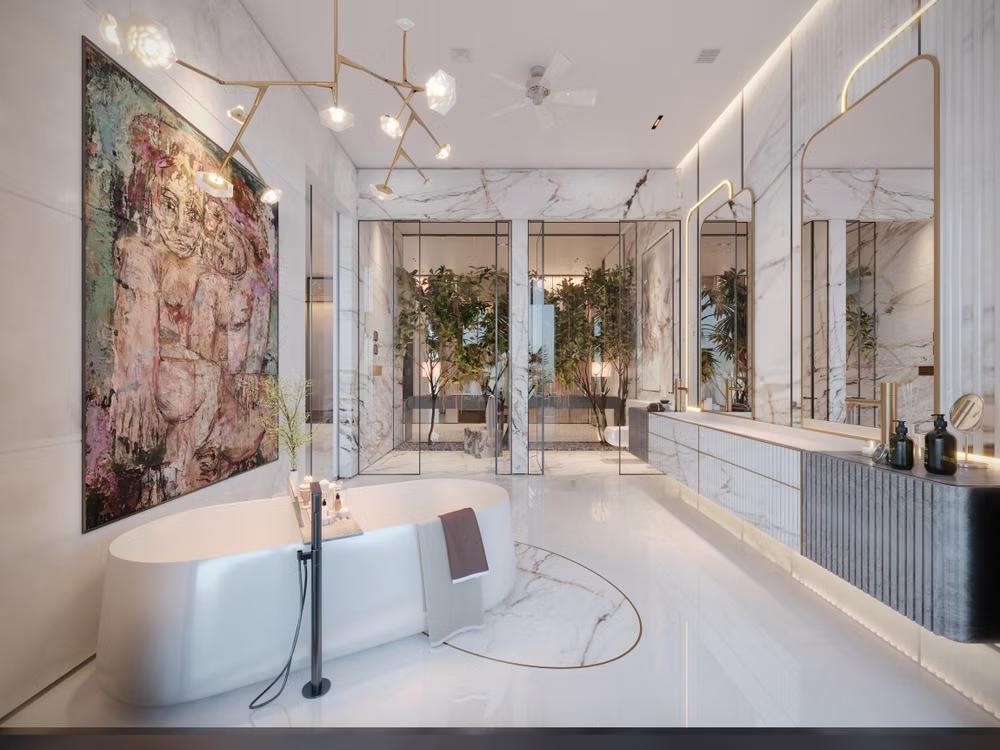 A large room turned into a relaxing spa. 
