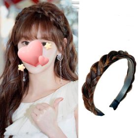 Braided Bow Wig Headband Two-wear (Color: Brown)