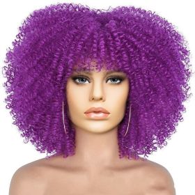 15Inch Curly Wigs for Black Women Afro Bomb Curly Wig (Color: Purple)
