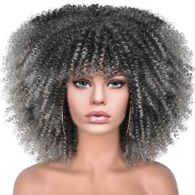 15Inch Curly Wigs for Black Women Afro Bomb Curly Wig (Color: Silver Gray)
