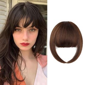 Clip In Bangs-Fake Bangs Hair Clip Real Human Hair Curtain Bangs (Color: #10)