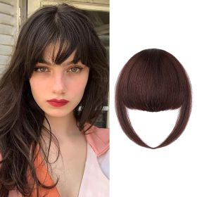 Clip In Bangs-Fake Bangs Hair Clip Real Human Hair Curtain Bangs (Color: #06)