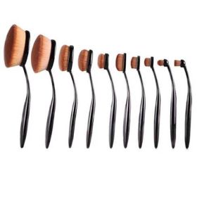 Beauty Experts Set of 10 Oval Beauty Brushes (Colors: Black)