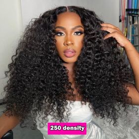 13x4 Hd Lace Frontal Wig Deep Water Wave 250 Density Curly Human Hair Pre plucked Lace Front Wigs For Women Brazilian (Stretched Length: 26inches, Density: 150%)