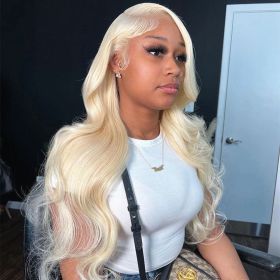 30 38 Inch Brazilian Body Wave 613 Honey Blonde 13x6 HD Transparent Lace Front Human Hair Wigs For Women 13x4 Lace Frontal Wig (Stretched Length, Density: 28inches, 180 Density, Color: 13x6 Lace Front Wig)