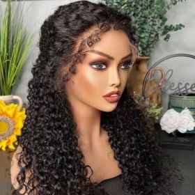 4C Kinky Baby Hair Undetectable Breathable Soft Invisible Edge Lace Front Wig,13X4 13X6 Water Wave Frontal Human Hair Wigs (Model: 4x4, size: 18inch)