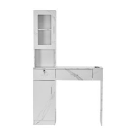 VEVOR Salon Workstation, Wall-Mounted Unit for Hair Professionals, Spa Styling Storage Solution, Includes 1 Cabinet, 3 Shelves (Type: Set Type, Color: White)