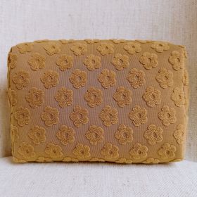 Embossed Daisy Blossom Cosmetic Case (Color: Taupe)